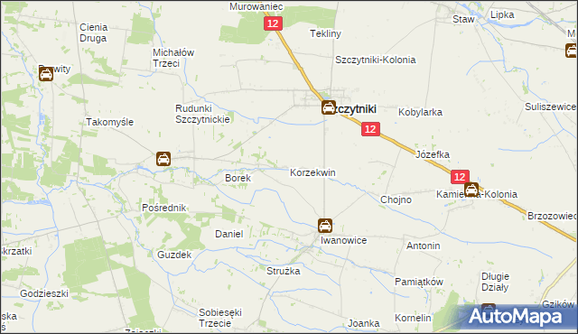 mapa Korzekwin, Korzekwin na mapie Targeo