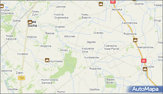 mapa Kościelna Góra, Kościelna Góra na mapie Targeo