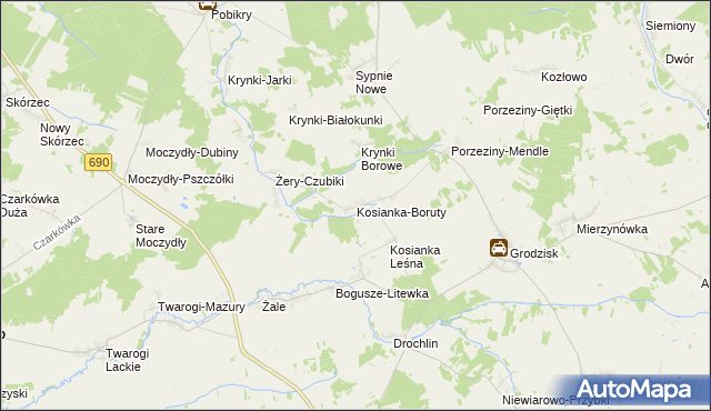 mapa Kosianka-Boruty, Kosianka-Boruty na mapie Targeo