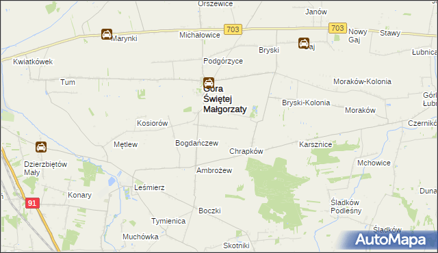 mapa Kosin gmina Góra Świętej Małgorzaty, Kosin gmina Góra Świętej Małgorzaty na mapie Targeo