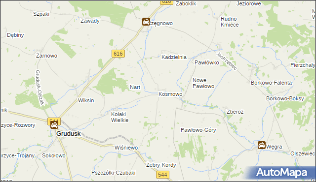 mapa Kosmowo gmina Czernice Borowe, Kosmowo gmina Czernice Borowe na mapie Targeo