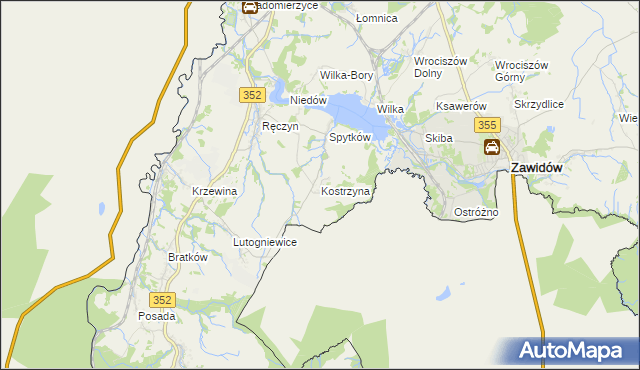 mapa Kostrzyna gmina Zgorzelec, Kostrzyna gmina Zgorzelec na mapie Targeo