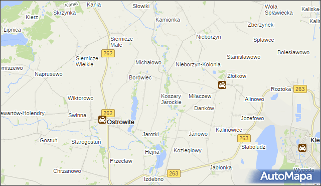 mapa Koszary Jarockie, Koszary Jarockie na mapie Targeo