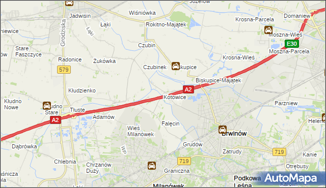 mapa Kotowice gmina Brwinów, Kotowice gmina Brwinów na mapie Targeo