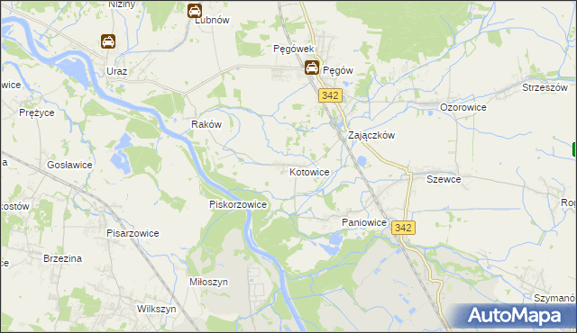 mapa Kotowice gmina Oborniki Śląskie, Kotowice gmina Oborniki Śląskie na mapie Targeo