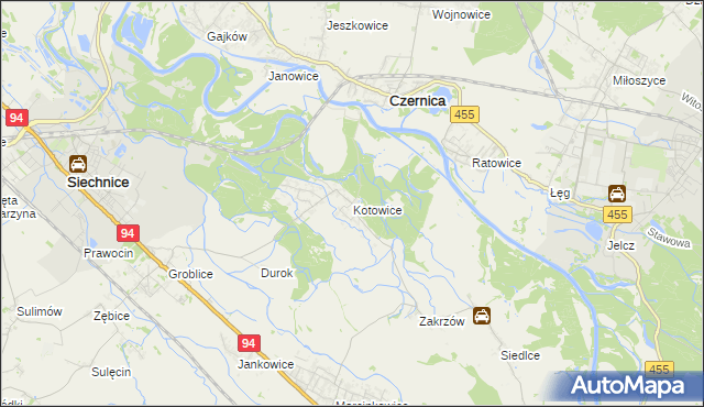 mapa Kotowice gmina Siechnice, Kotowice gmina Siechnice na mapie Targeo