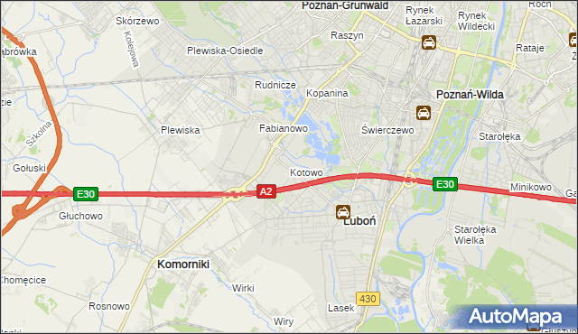 mapa Kotowo gmina Poznań, Kotowo gmina Poznań na mapie Targeo