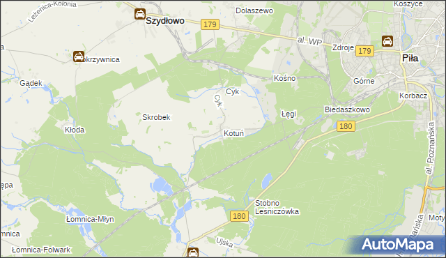 mapa Kotuń gmina Szydłowo, Kotuń gmina Szydłowo na mapie Targeo