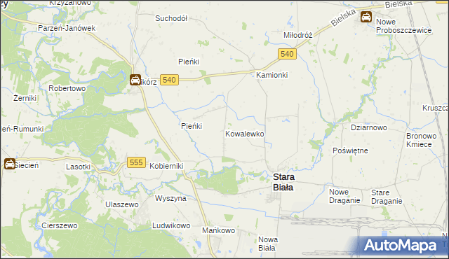 mapa Kowalewko gmina Stara Biała, Kowalewko gmina Stara Biała na mapie Targeo