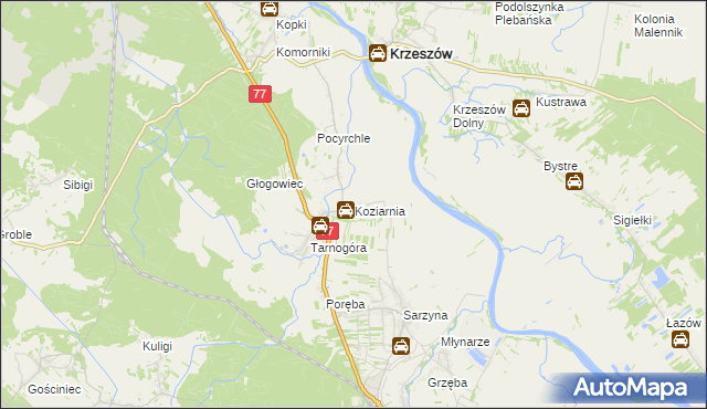 mapa Koziarnia, Koziarnia na mapie Targeo