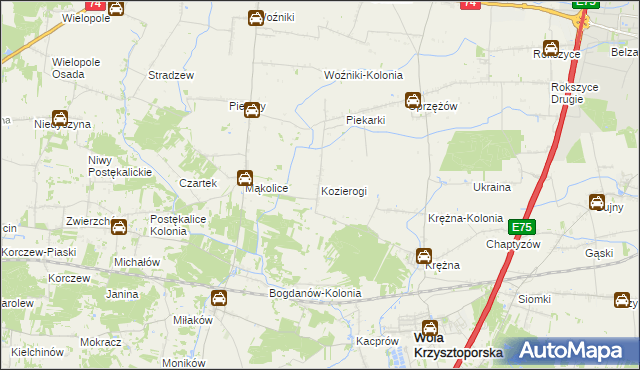 mapa Kozierogi, Kozierogi na mapie Targeo