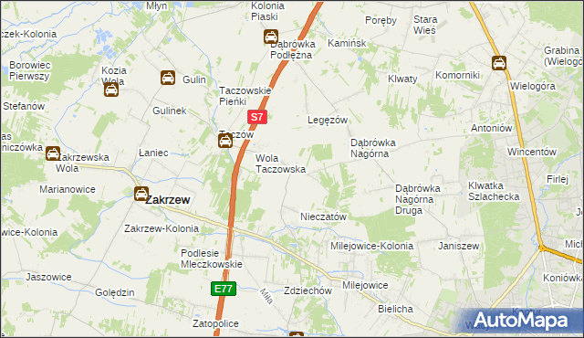 mapa Kozinki, Kozinki na mapie Targeo