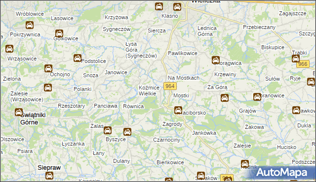 mapa Koźmice Małe, Koźmice Małe na mapie Targeo