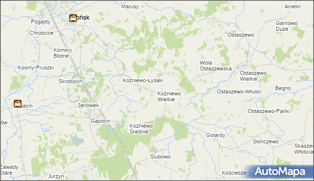 mapa Koźniewo Wielkie, Koźniewo Wielkie na mapie Targeo