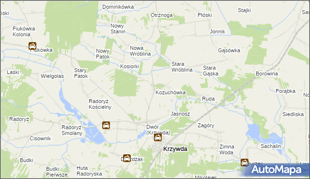 mapa Kożuchówka, Kożuchówka na mapie Targeo