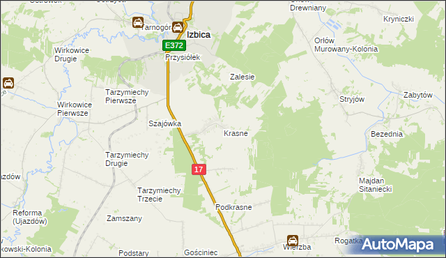 mapa Krasne gmina Stary Zamość, Krasne gmina Stary Zamość na mapie Targeo