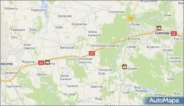 mapa Kraszków gmina Opoczno, Kraszków gmina Opoczno na mapie Targeo