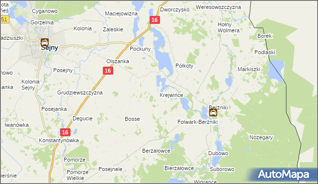 mapa Krejwińce, Krejwińce na mapie Targeo