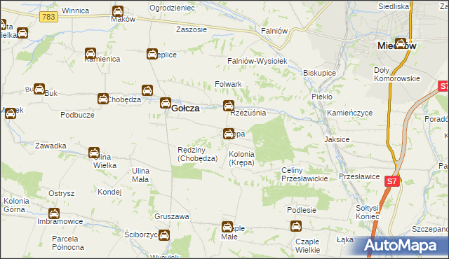 mapa Krępa gmina Gołcza, Krępa gmina Gołcza na mapie Targeo