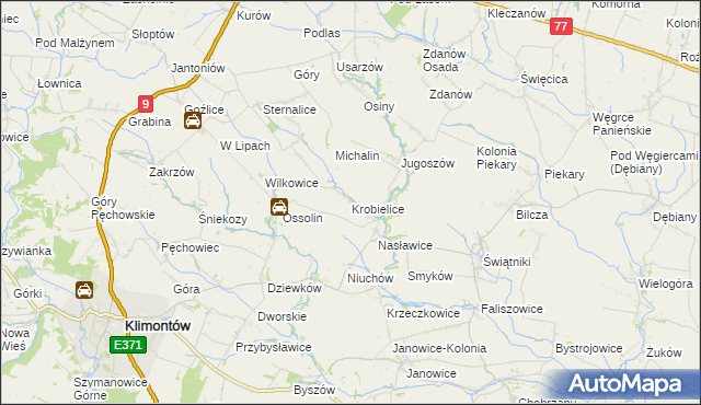 mapa Krobielice, Krobielice na mapie Targeo