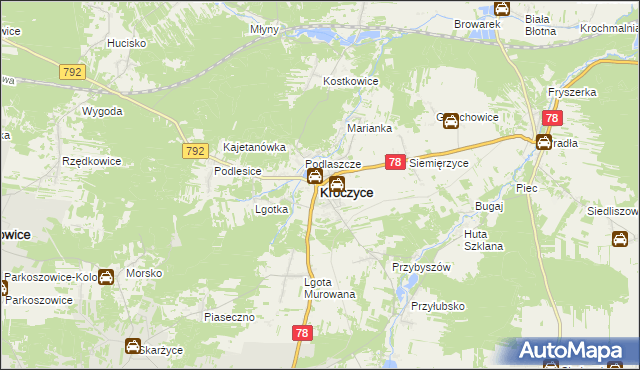 mapa Kroczyce, Kroczyce na mapie Targeo