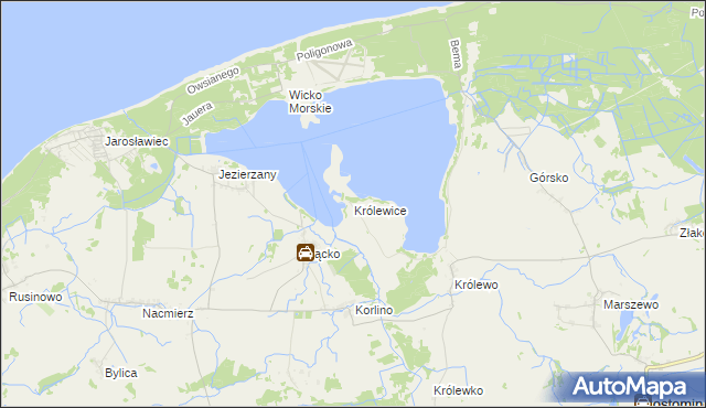 mapa Królewice gmina Postomino, Królewice gmina Postomino na mapie Targeo