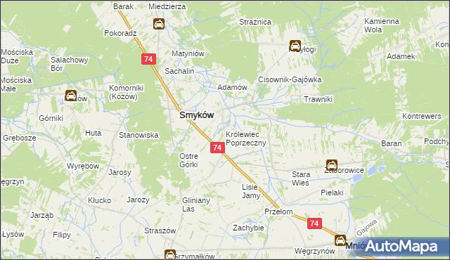 mapa Królewiec Poprzeczny, Królewiec Poprzeczny na mapie Targeo