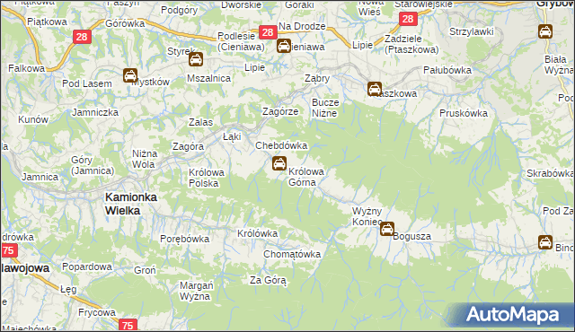 mapa Królowa Górna, Królowa Górna na mapie Targeo