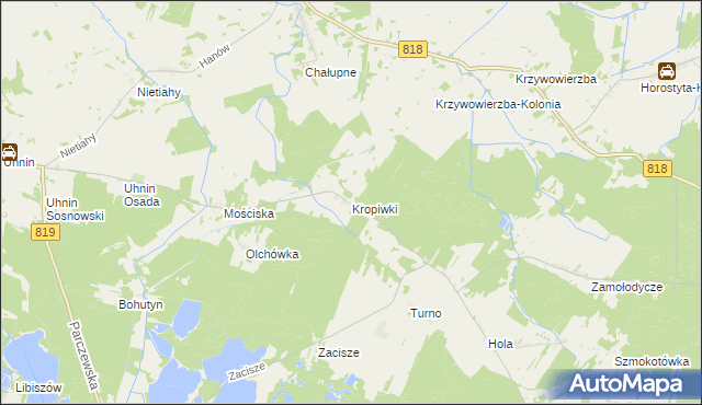 mapa Kropiwki, Kropiwki na mapie Targeo