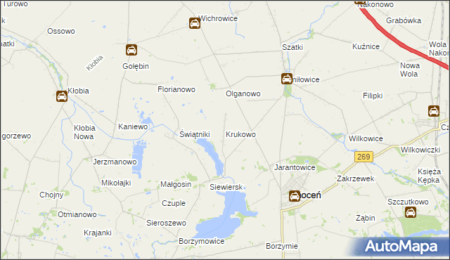 mapa Krukowo gmina Choceń, Krukowo gmina Choceń na mapie Targeo