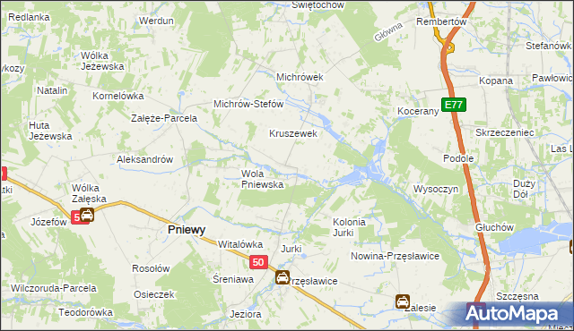 mapa Kruszew gmina Pniewy, Kruszew gmina Pniewy na mapie Targeo