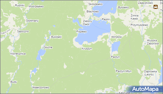 mapa Kruszyn gmina Brusy, Kruszyn gmina Brusy na mapie Targeo