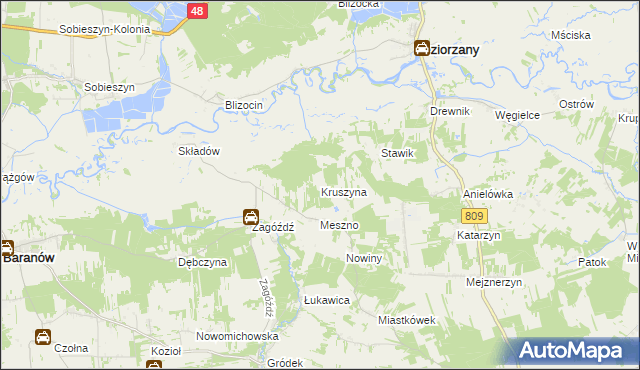 mapa Kruszyna gmina Michów, Kruszyna gmina Michów na mapie Targeo