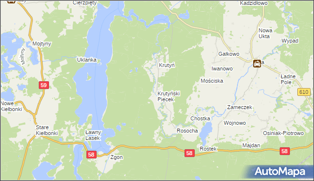 mapa Krutyński Piecek, Krutyński Piecek na mapie Targeo