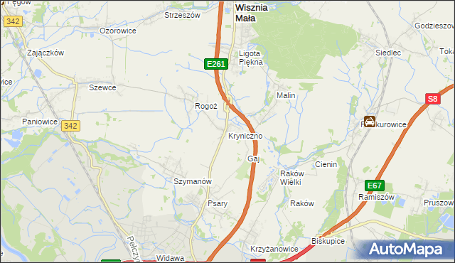 mapa Kryniczno gmina Wisznia Mała, Kryniczno gmina Wisznia Mała na mapie Targeo