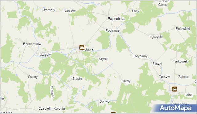 mapa Krynki gmina Paprotnia, Krynki gmina Paprotnia na mapie Targeo