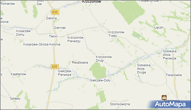 mapa Krzczonów Drugi, Krzczonów Drugi na mapie Targeo