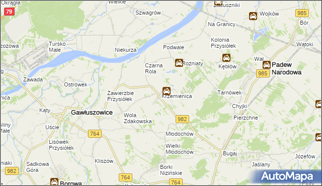 mapa Krzemienica gmina Gawłuszowice, Krzemienica gmina Gawłuszowice na mapie Targeo