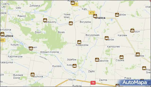 mapa Krzepczów, Krzepczów na mapie Targeo