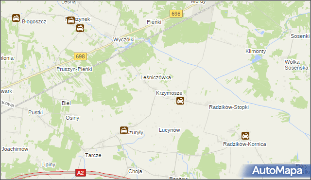 mapa Krzymosze, Krzymosze na mapie Targeo