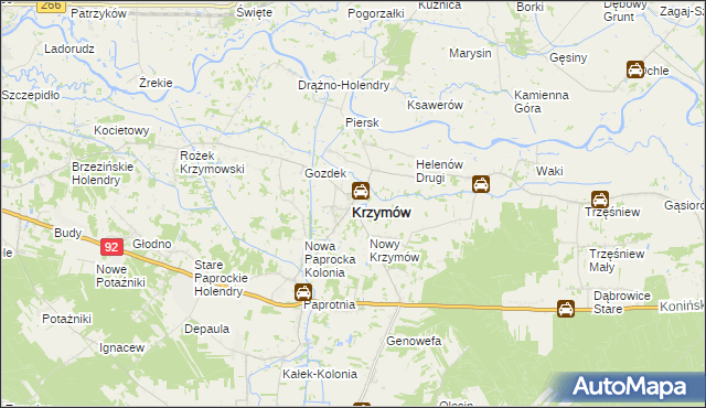 mapa Krzymów powiat koniński, Krzymów powiat koniński na mapie Targeo