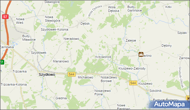 mapa Krzywonoś, Krzywonoś na mapie Targeo