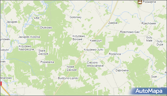 mapa Krzyżewo-Jurki, Krzyżewo-Jurki na mapie Targeo