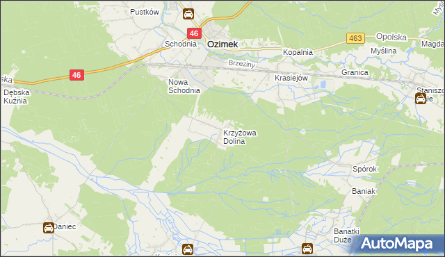 mapa Krzyżowa Dolina, Krzyżowa Dolina na mapie Targeo