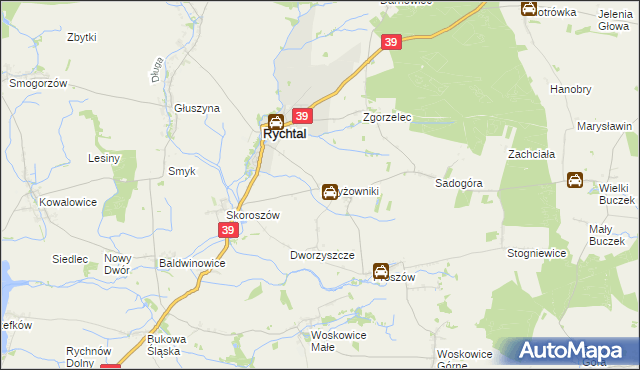 mapa Krzyżowniki gmina Rychtal, Krzyżowniki gmina Rychtal na mapie Targeo