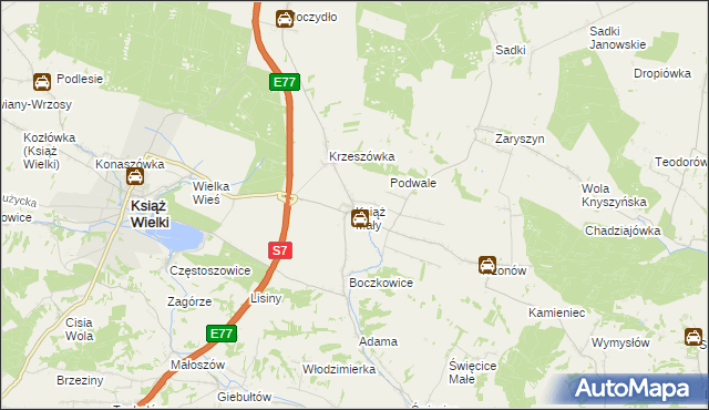 mapa Książ Mały, Książ Mały na mapie Targeo