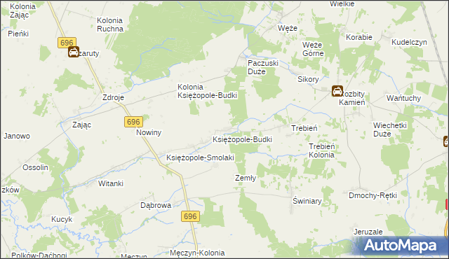 mapa Księżopole-Komory, Księżopole-Komory na mapie Targeo