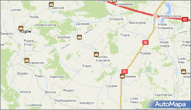 mapa Kuchary Kościelne, Kuchary Kościelne na mapie Targeo