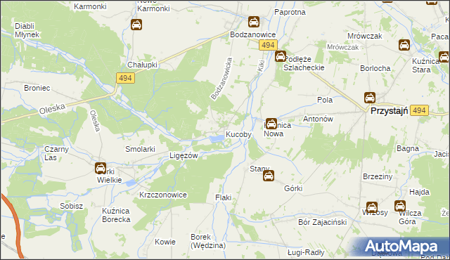 mapa Kucoby, Kucoby na mapie Targeo