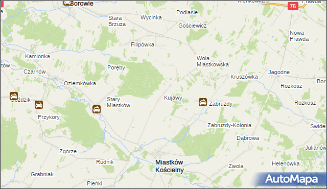 mapa Kujawy gmina Miastków Kościelny, Kujawy gmina Miastków Kościelny na mapie Targeo